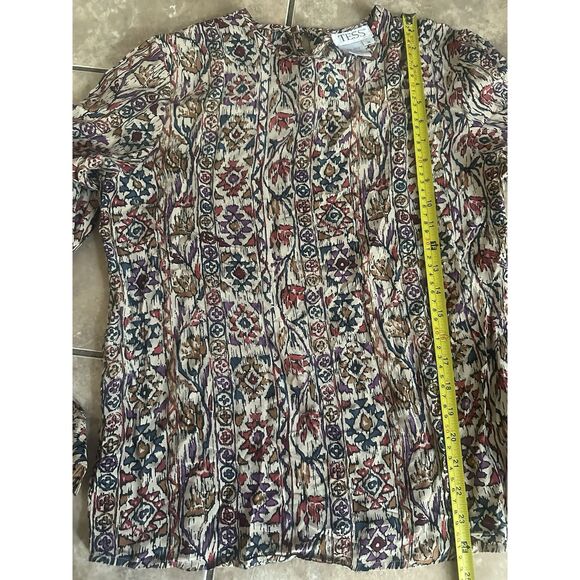 TESS 12 Silk Vintage Blouse Top Graphic Print Lightweight - Picture 4 of 5